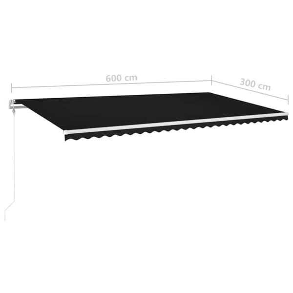 Automatisk markis med vindsensor & LED 600x300 cm antracit