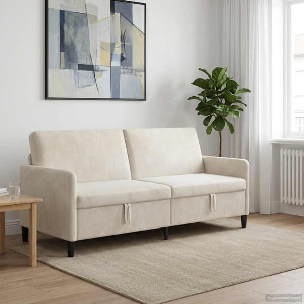 Soffa med förvaring Gräddvit 192 x 78 x 87 cm Polyester