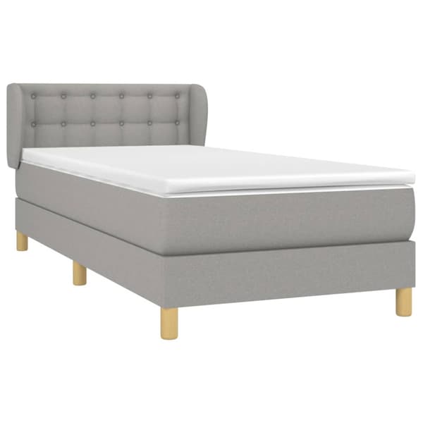 Ramsäng med madrass ljusgrå 100x200 cm tyg