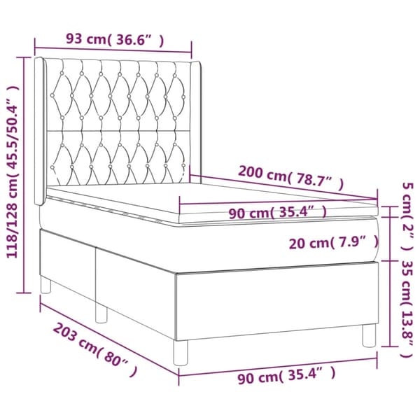 Ramsäng med madrass blå 90x200 cm tyg