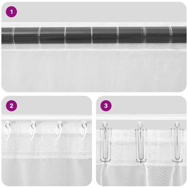 Voile gardiner med öglor 2 st vit 140x140 cm