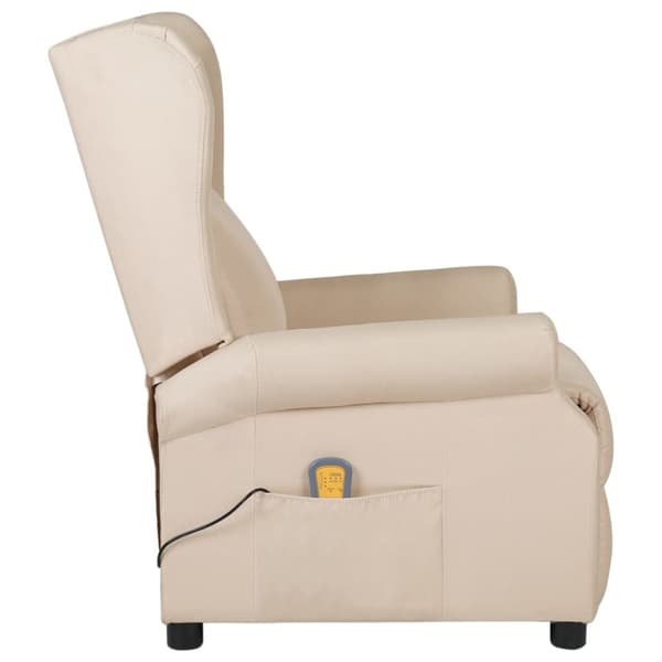 Massagefåtölj gräddvit tyg