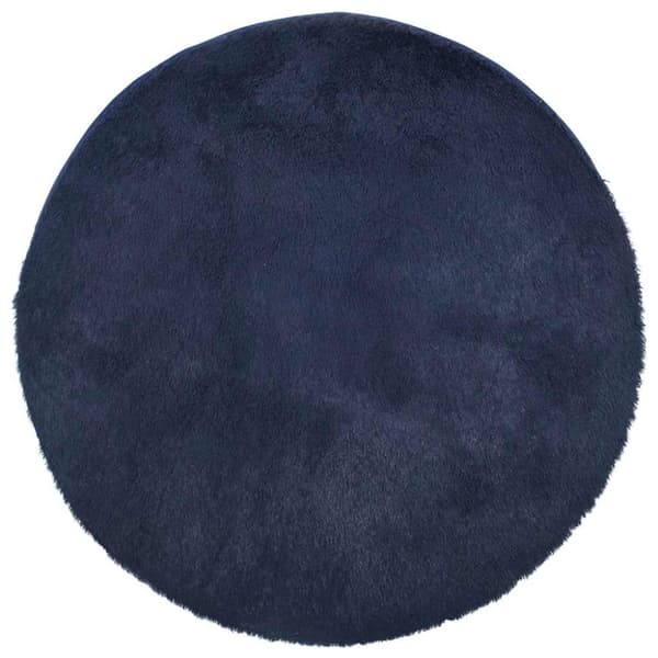 Ryamatta med lång lugg NAVARRA marinblå 100x100 cm polyester