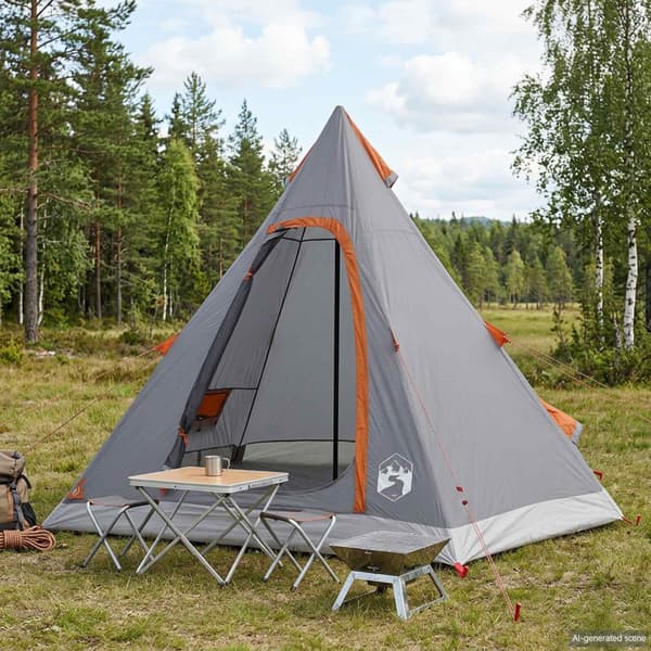3 person Grå och orange 185T Polyester med PU-beläggning