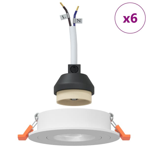 Spotlight 6 pcs Vit 9 x 9 x 2 cm Aluminium