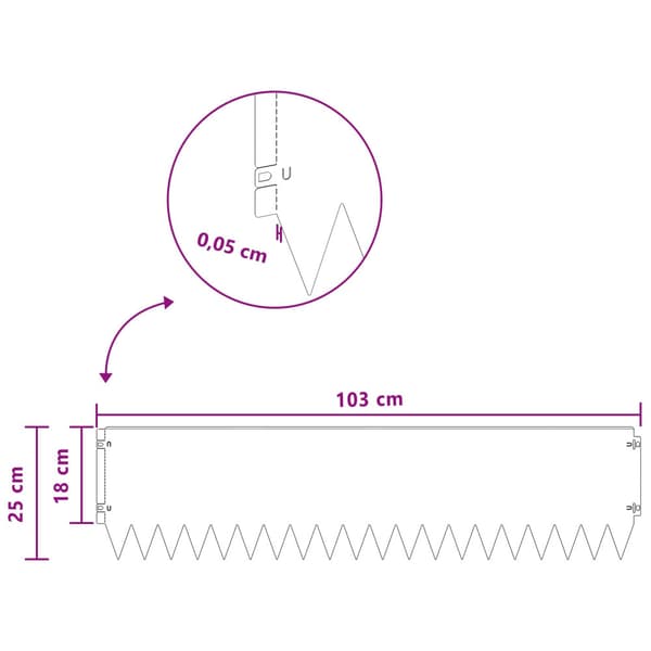 Kant för gräsmatta 10 pcs 103 x 25 cm Stål Silver
