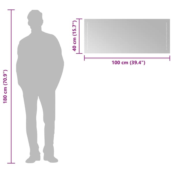 LED Badrumsspegel Transparent 100 x 40 cm härdat glas