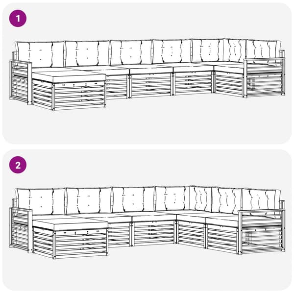 Utomhussoffset med kudde 7 pcs Vit och grädde