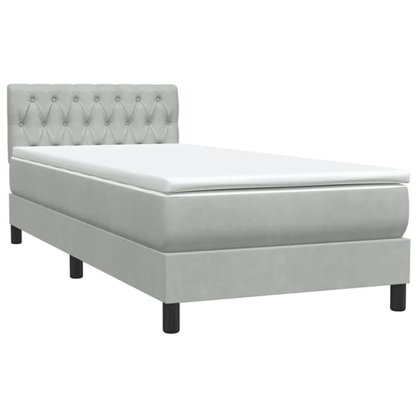 Ramsäng med madrass ljusgrå 80x210 cm sammet