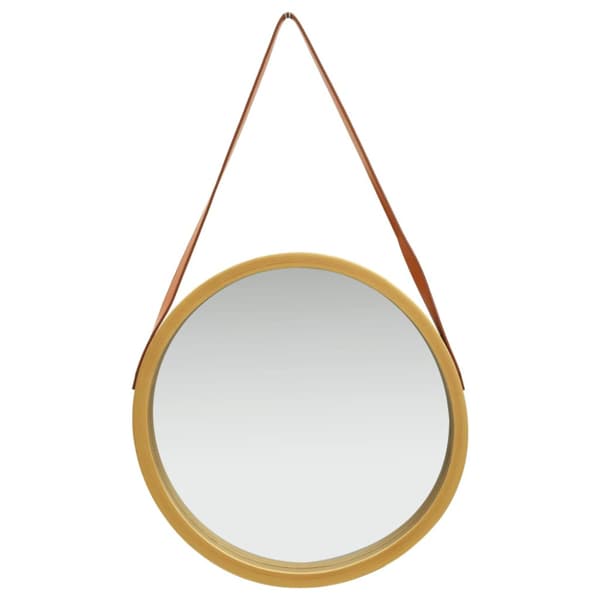 Väggspegel med rem 50 cm guld