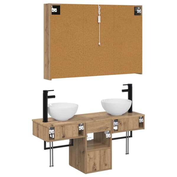 Badrumsskåpsset 4 st Artisan-ek Konstruerat trä