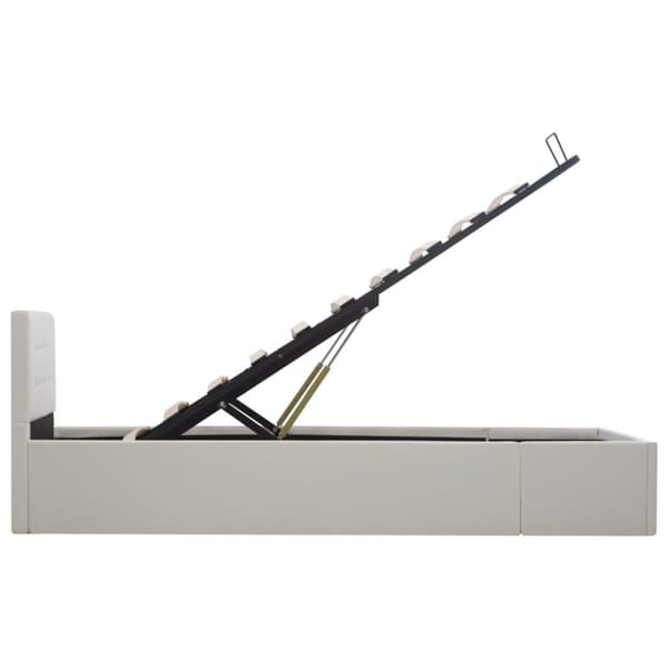 Sängram hydraulisk förvaring vit konstläder 100x200 cm