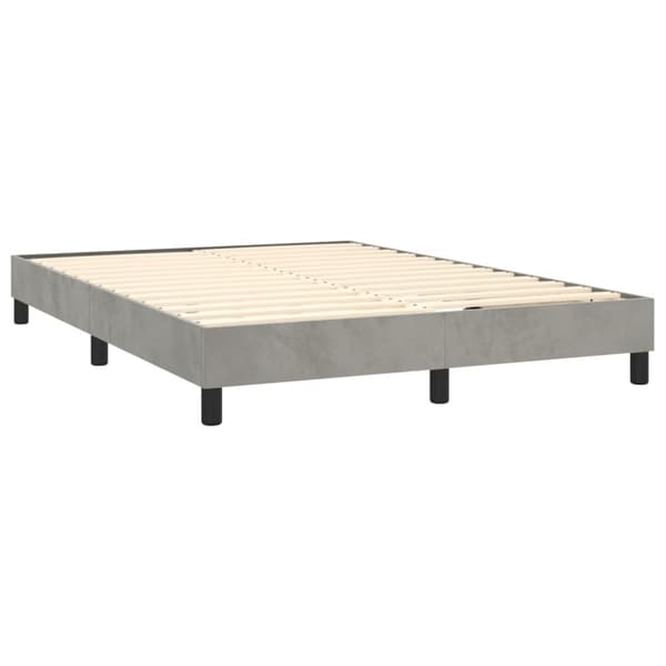 Ramsäng med madrass ljusgrå 140x200 cm sammet