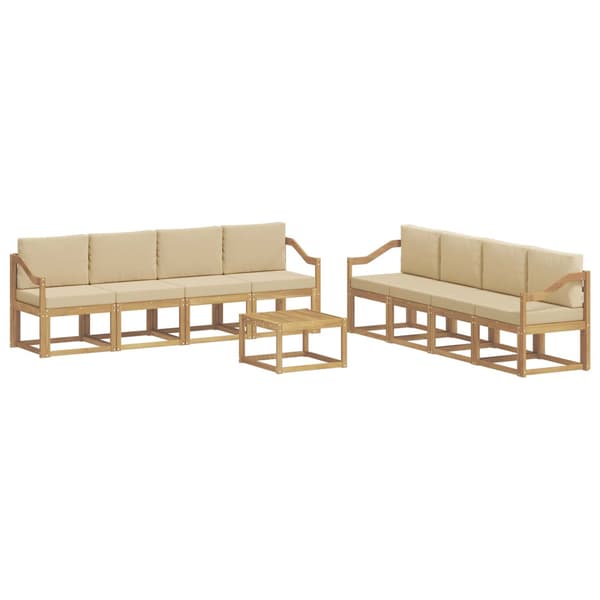 Utomhussoffset med kudde 9 pcs Vit och Beige