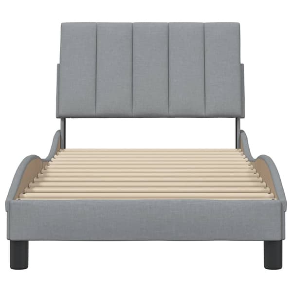 Bed Frame without Mattress "Hanko" Light Grey 90x190 cm Fabric