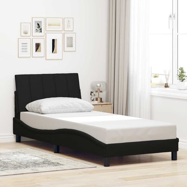 Bed Frame without Mattress "Hanko" Black 80x200cm Fabric