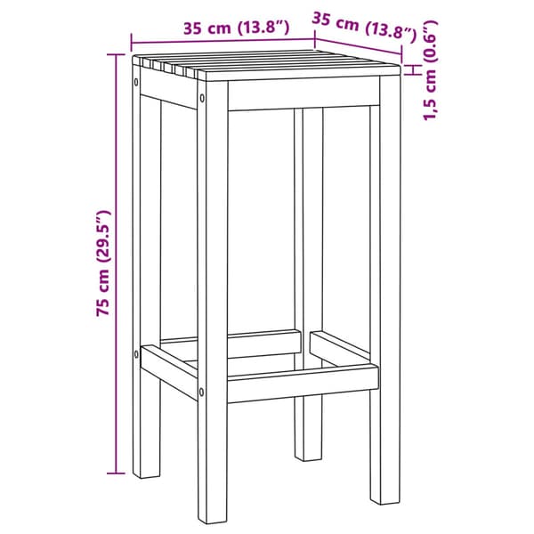 Barpall 4 pcs Brun Massivt teakträ
