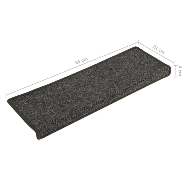 Trappmattor 15 st 65x21x4 cm mörkgrå rektangulär kant