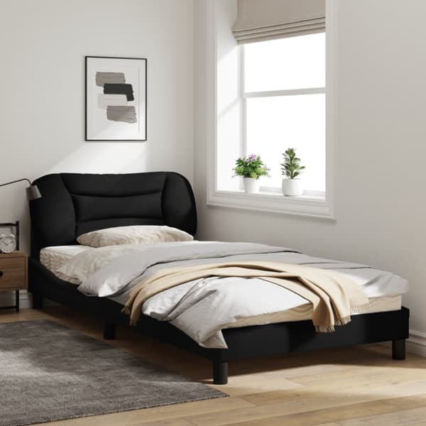 Bed Frame without Mattress "Hvar" Black 100x200 cm Fabric