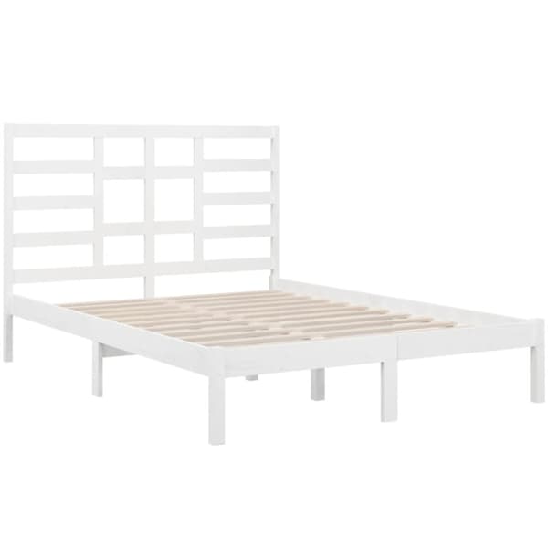 Sängram vit massivt trä 140x190 cm