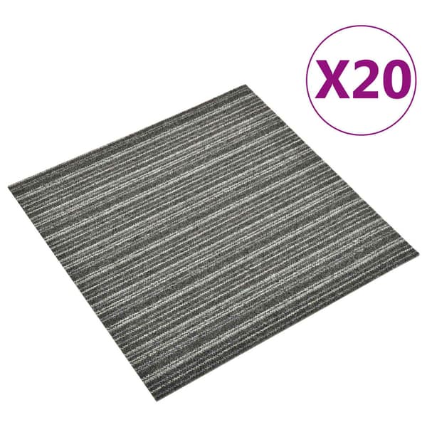 Matta 20 pcs Randig antracit 50 x 50 cm 100% Polypropen