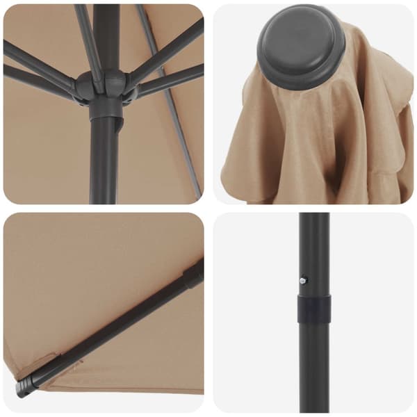 Trädgårdsparasol 230 x 230 cm Polyester Rektangulär Taupe