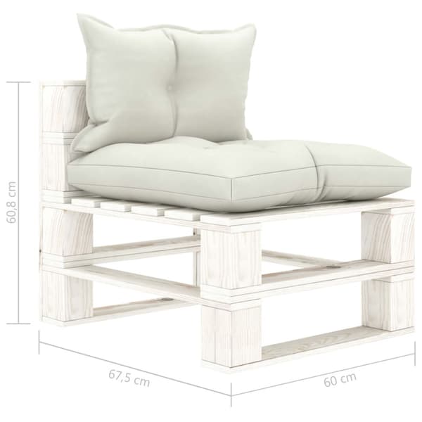 Pallsoffa mittensektion med beige dynor trä