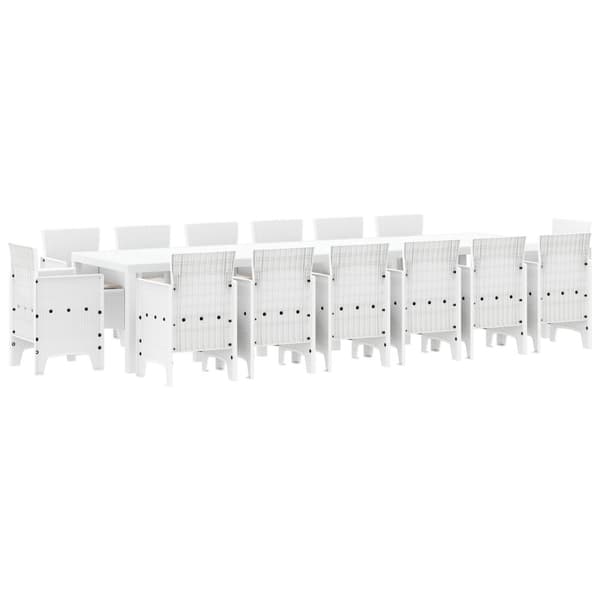 Trädgårdsmöbelset 15 pcs Vit Polt rotting