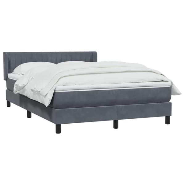 Ramsäng med madrass mörkgrå 160x210 cm sammet