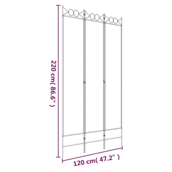 Rumsavdelare 3 paneler 120x220 cm svart tyg