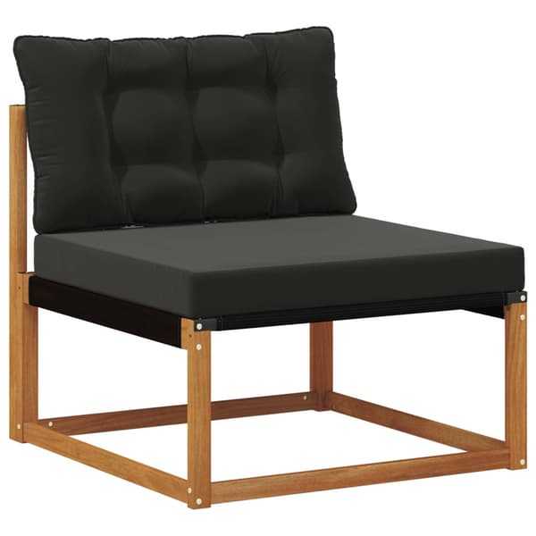Utomhussoffset med kudde 5 pcs Naturlig och svart