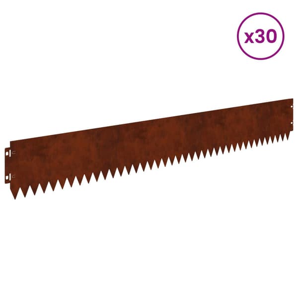 Kant för gräsmatta 30 pcs 103 x 15 cm Stål Rostig