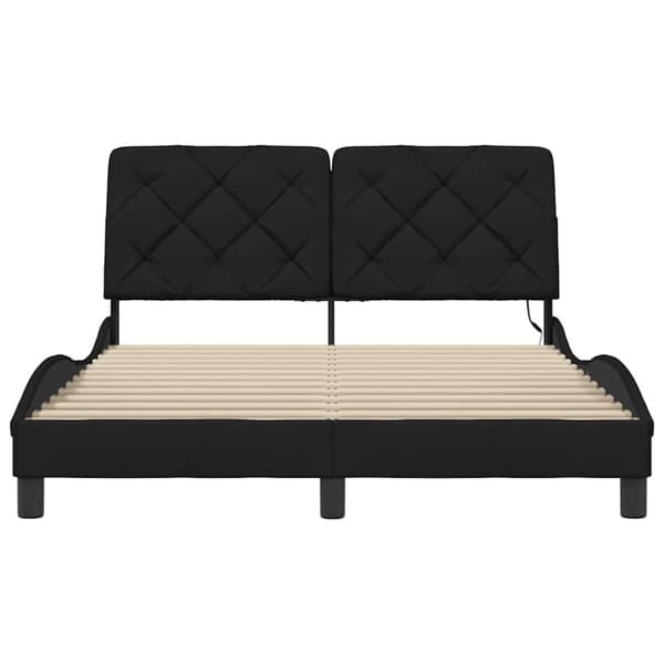 Bed Frame with LED without Mattress Black 120x200 cm Fabric