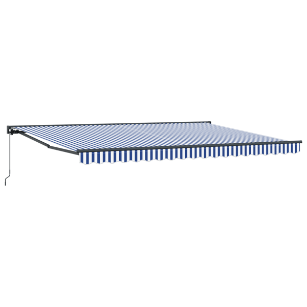 Markisram Blå och Vit 450 × 300 cm Polyester med PU-beläggning