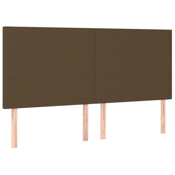 Ramsäng med madrass & LED mörkbrun 200x200 cm tyg