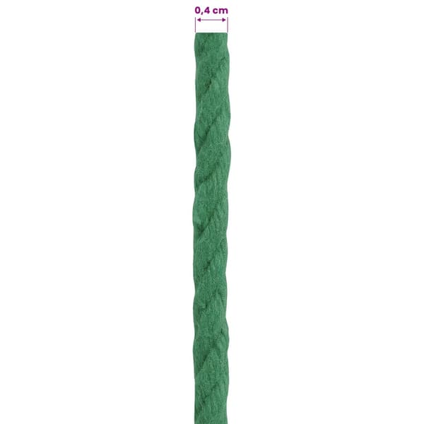 Bomullssnöre 4 mm 250 m Grön 100% Bomull
