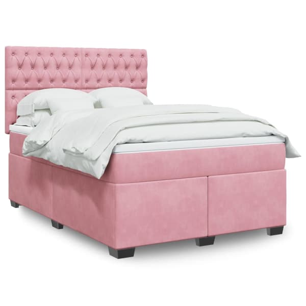 Ramsäng med madrass rosa 160x200 cm sammet