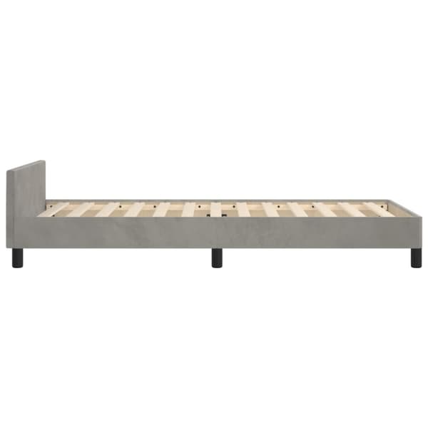Sängram utan madrass ljusgrå 90x200 cm sammet
