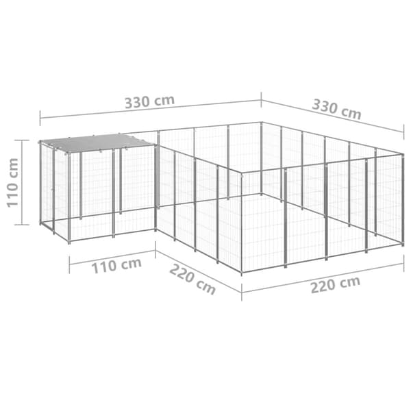Hundgård silver 8,47 m² stål