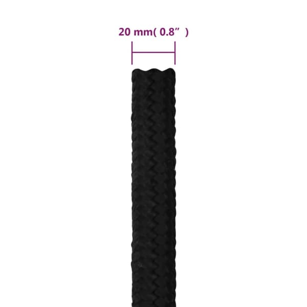 Rep svart 20 mm 100 m polyester