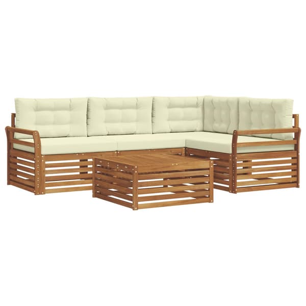 Utomhussoffset med kudde 5 pcs Naturlig och Grädde