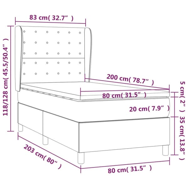 Ramsäng med madrass ljusgrå 80x200 cm sammet