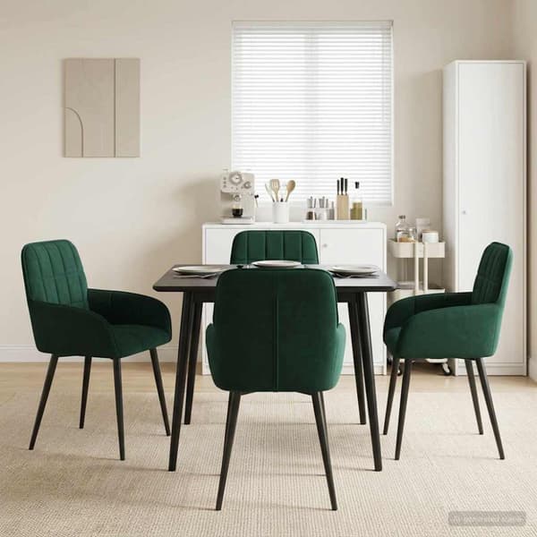 Matstolar 4 pcs Sammet Mörkgrön 57 x 50 x 85 cm