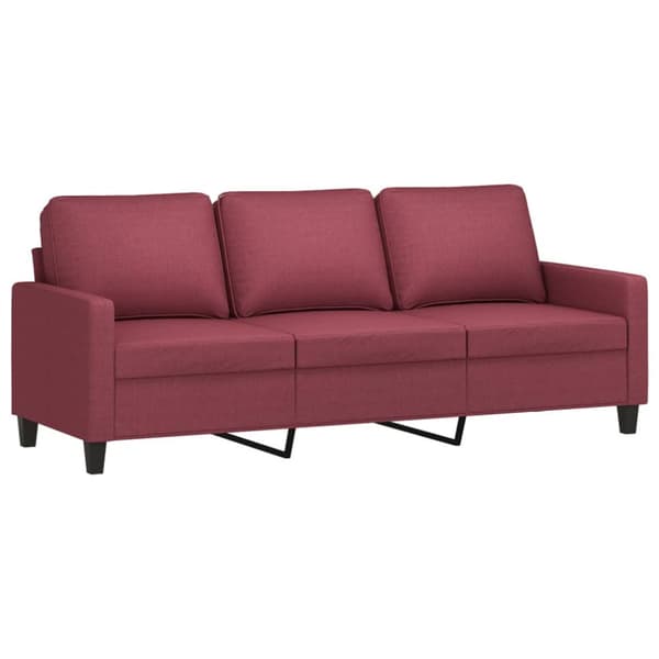 3-sitssoffa vinröd 180 cm tyg