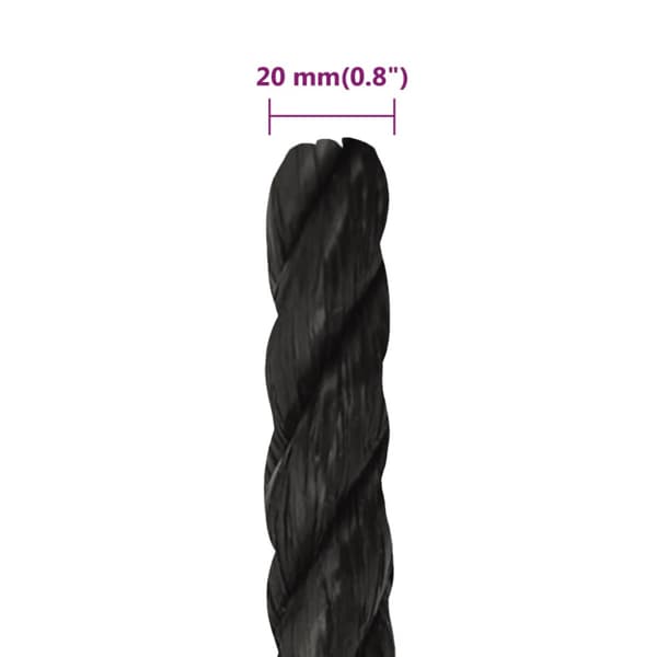 Rep svart 20 mm 100 m polypropen