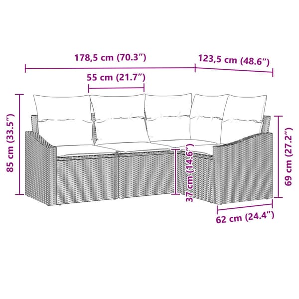 Soffset med kudde 4 pcs Ljusgrå konstrotting