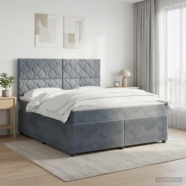 LED sängram med madrass Mörkgrå 140 x 190 cm Sammet