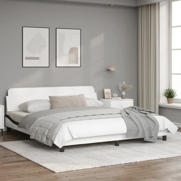 Bed Frame "Dover" White&Black 180x200 cm Faux Leather