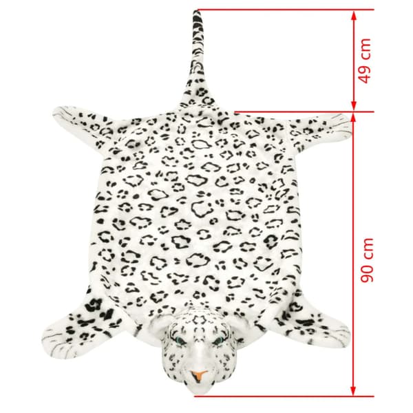 Leopardmatta plysch 139 cm vit