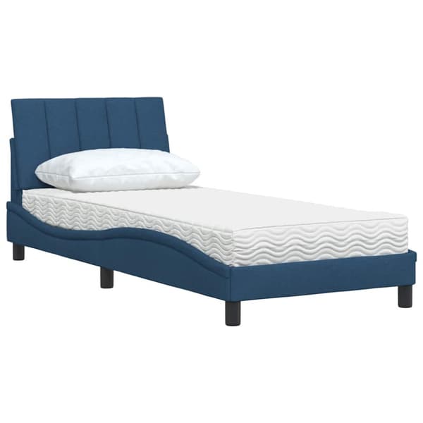 Bed with Mattress "Hanko" Blue 90x190 cm Fabric